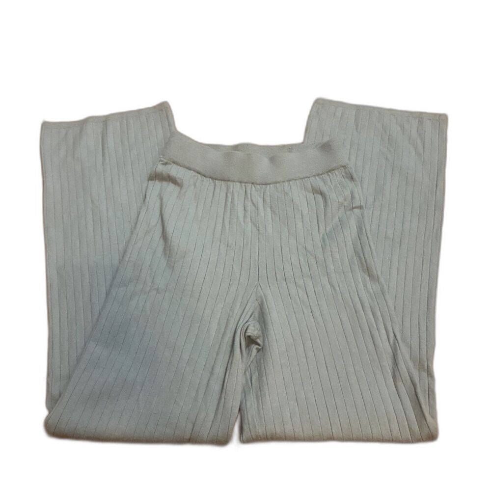 Abercrombie & Fitch Super Soft Ribbed Wide Leg Pants Small Sage Green High Rise